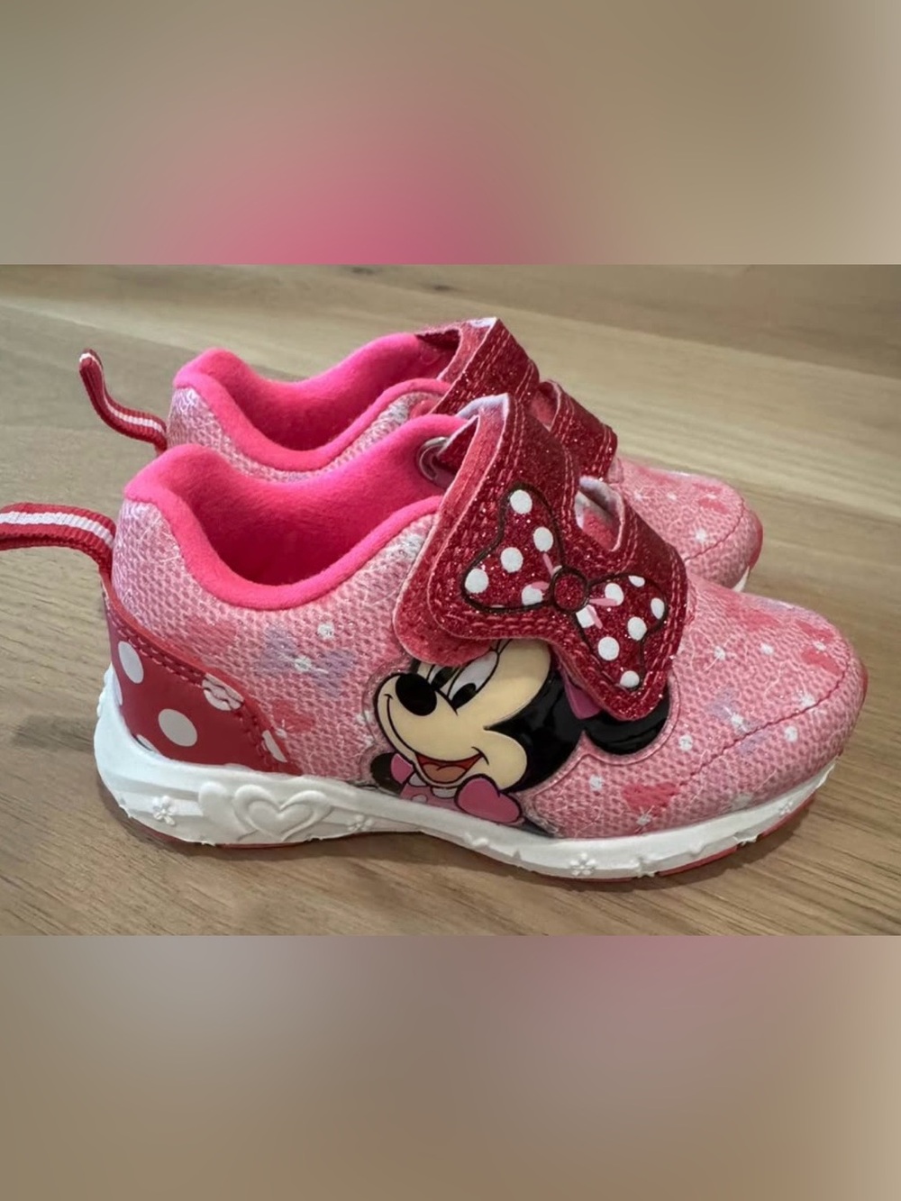 Kids Minnie Mouse Pink Slip-On Sneakers with Bow